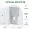 Invernadero de Túnel con Puerta Enrollable y 4 Ventanas para Cultivo Plantas Verduras 245x200x200 cm Blanco - Ogal.Es