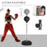 Saco de Boxeo de Pie con Altura Ajustable en 4 Niveles 126-144 cm Base Rellenable y Guantes de Boxeo Negro - Ogal.Es