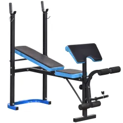 Banco de Musculación Banco de Pesas con Soporte para Barra y Respaldo Ajustable para Entrenamiento en Casa Gimna... - Ogal.Es