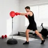 Saco de Boxeo de Pie con Altura Ajustable en 4 Niveles 126-144 cm Base Rellenable y Guantes de Boxeo Rojo y Negro - Ogal.Es