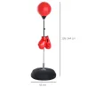 Saco de Boxeo de Pie con Altura Ajustable en 4 Niveles 126-144 cm Base Rellenable y Guantes de Boxeo Rojo y Negro - Ogal.Es