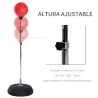 Saco de Boxeo de Pie con Altura Ajustable en 4 Niveles 126-144 cm Base Rellenable y Guantes de Boxeo Rojo y Negro - Ogal.Es