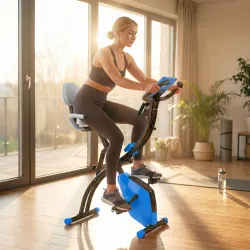 Bicicleta Estática Plegable con Respaldo 8 Niveles de Resistencia Volante Pantalla LCD Pulsómetro y Sillín Ajust... - Ogal.Es