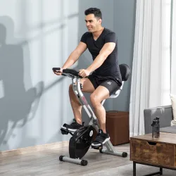 Bicicleta Estática Plegable con Respaldo 8 Niveles de Resistencia Volante Pantalla LCD Pulsómetro y Sillín Ajust... - Ogal.Es