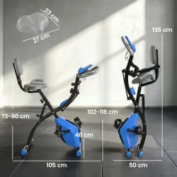 Bicicleta Estática Plegable con Respaldo 8 Niveles de Resistencia Volante Pantalla LCD Pulsómetro y Sillín Ajust... - Ogal.Es