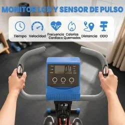 Bicicleta Estática Plegable con Respaldo 8 Niveles de Resistencia Volante Pantalla LCD Pulsómetro y Sillín Ajust... - Ogal.Es