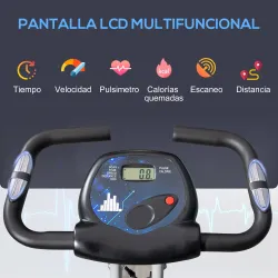 Bicicleta Estática Plegable con Respaldo 8 Niveles de Resistencia Volante Pantalla LCD Pulsómetro y Sillín Ajust... - Ogal.Es