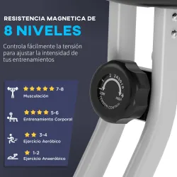 Bicicleta Estática Plegable con Respaldo 8 Niveles de Resistencia Volante Pantalla LCD Pulsómetro y Sillín Ajust... - Ogal.Es