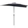 Sombrilla 269x138x236 cm Parasol de Jardín con Manivela y Forma Semicircular Tela Poliéster 180 g/m² para Exteri... - Ogal.Es
