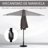 Sombrilla 269x138x236 cm Parasol de Jardín con Manivela y Forma Semicircular Tela Poliéster 180 g/m² para Exteri... - Ogal.Es