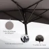 Sombrilla 269x138x236 cm Parasol de Jardín con Manivela y Forma Semicircular Tela Poliéster 180 g/m² para Exteri... - Ogal.Es