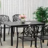 Mesa de Comedor Exterior de Aluminio, Mesa de Jardín Exterior para 6 Personas con Encimera de Listones, para Ter... - Ogal.Es