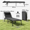 Tumbona Plegable Ajustable de 4 Posiciones con Sistema de Cordones para Exterior Marco Acero 189x58x30 cm Negro - Ogal.Es