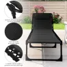 Tumbona Plegable Ajustable de 4 Posiciones con Sistema de Cordones para Exterior Marco Acero 189x58x30 cm Negro - Ogal.Es