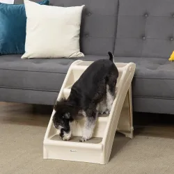Escalón para Perros Gatos Portátil con Alfombras Antideslizantes para Cama Sofá Carga 20 kg 62x38x49,5 cm Beige - Ogal.Es
