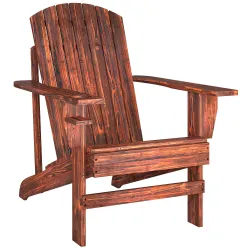 Silla Adirondack de Madera con Reposabrazos y Respaldo Alto para Terraza Balcón Exterior 72x95x93 cm Marrón - Ogal.Es