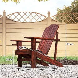 Silla Adirondack de Madera con Reposabrazos y Respaldo Alto para Terraza Balcón Exterior 72x95x93 cm Marrón - Ogal.Es