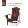 Silla Adirondack de Madera con Reposabrazos y Respaldo Alto para Terraza Balcón Exterior 72x95x93 cm Marrón - Ogal.Es