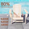 Silla Adirondack de Madera con Reposabrazos y Respaldo Alto para Terraza Balcón Exterior 72x95x93 cm Natural - Ogal.Es