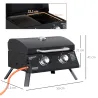 Barbacoa de Mesa a Gas Plegable con 2 Quemadores Parrilla de Gas Portátil con Tapa Acero a Carbono para Camping ... - Ogal.Es