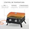 Barbacoa de Mesa a Gas Plegable con 2 Quemadores Parrilla de Gas Portátil con Tapa Acero a Carbono para Camping ... - Ogal.Es