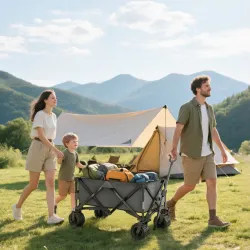 Carro de Jardín Plegable Carga 70 kg con Ruedas Delanteras Giratorias 360° y Altura del Manillar Ajustable Gris ... - Ogal.Es