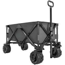 Carro de Jardín Plegable Carga 70 kg con Ruedas Delanteras Giratorias 360° y Altura del Manillar Ajustable Gris ... - Ogal.Es