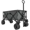 Carro de Jardín Plegable Carga 70 kg con Ruedas Delanteras Giratorias 360° y Altura del Manillar Ajustable Gris ... - Ogal.Es