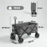 Carro de Jardín Plegable Carga 70 kg con Ruedas Delanteras Giratorias 360° y Altura del Manillar Ajustable Gris ... - Ogal.Es