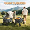 Carro de Jardín Plegable Carga 70 kg con Ruedas Delanteras Giratorias 360° y Altura del Manillar Ajustable Gris ... - Ogal.Es