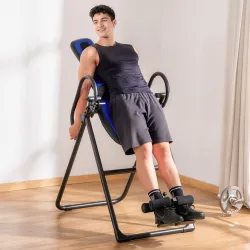 Tabla de Inversión Plegable con Ruedas Altura Ajustable 140-203 cm con Cinturón de Seguridad Carga 110kg Negro y... - Ogal.Es
