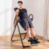 Tabla de Inversión Plegable con Ruedas Altura Ajustable 140-203 cm con Cinturón de Seguridad Carga 110kg Negro y... - Ogal.Es