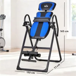 Tabla de Inversión Plegable con Ruedas Altura Ajustable 140-203 cm con Cinturón de Seguridad Carga 110kg Negro y... - Ogal.Es