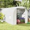 Invernadero de Túnel con Puerta Enrollable y 6 Ventanas para Cultivo Plantas Verduras 445x200x200 cm Blanco - Ogal.Es