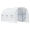 Invernadero de Túnel con Puerta Enrollable y 6 Ventanas para Cultivo Plantas Verduras 445x200x200 cm Blanco - Ogal.Es