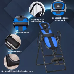 Tabla de Inversión Plegable con Ruedas Altura Ajustable 140-203 cm con Cinturón de Seguridad Carga 110kg Negro y... - Ogal.Es