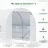 Invernadero de Túnel con Puerta Enrollable y 6 Ventanas para Cultivo Plantas Verduras 445x200x200 cm Blanco - Ogal.Es