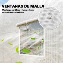 Invernadero de Túnel 3,5x2x2 m con 6 Ventanas de Malla y Puerta Enrollable con Cremallera Anti-UV Blanco - Ogal.Es