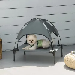 Cama Elevada para Mascotas con Toldo Extraíble Tela Transpirable al Aire Libre para Interior y Exterior 61x46x62... - Ogal.Es