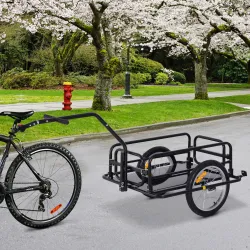 Remolque de Carga para Bicicleta Plegable con 2 Ruedas Reflectores Seguros Carga 40 kg 155x71,5x77 cm Negro - Ogal.Es