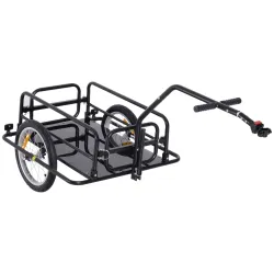 Remolque de Carga para Bicicleta Plegable con 2 Ruedas Reflectores Seguros Carga 40 kg 155x71,5x77 cm Negro - Ogal.Es