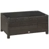 Mesa Exterior Terraza de Ratán Sintético Mesa Auxiliar con Vidrio Templado para Terraza Patio Balcón 85x50x39 cm... - Ogal.Es