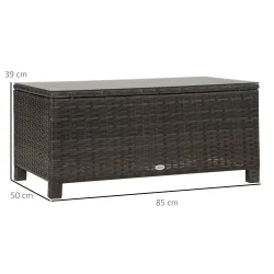 Mesa Exterior Terraza de Ratán Sintético Mesa Auxiliar con Vidrio Templado para Terraza Patio Balcón 85x50x39 cm... - Ogal.Es