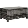 Mesa Exterior Terraza de Ratán Sintético Mesa Auxiliar con Vidrio Templado para Terraza Patio Balcón 85x50x39 cm... - Ogal.Es