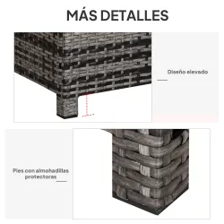 Mesa Exterior Terraza de Ratán Sintético Mesa Auxiliar con Vidrio Templado para Terraza Patio Balcón 85x50x39 cm... - Ogal.Es