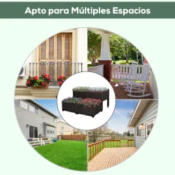 Juego de 4 Jardineras de Exterior Cuadradas Imitación a Mimbre Combinación Libre para Jardín Patio 40x40x26/44 c... - Ogal.Es