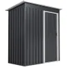 Cobertizo de Jardín Exterior 1,16 m² 163x89x182 cm Caseta Metálica con Puerta Corredera y Techo Inclinado Negro - Ogal.Es