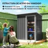 Cobertizo de Jardín Exterior 1,16 m² 163x89x182 cm Caseta Metálica con Puerta Corredera y Techo Inclinado Negro - Ogal.Es