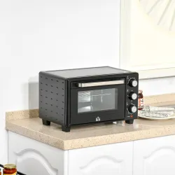 Horno Sobremesa de 21L 1400W Mini Horno Eléctrico Temporizador hasta 60min y Temperatura Regulable hasta 230℃ Negro - Ogal.Es