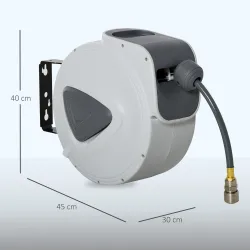 Carrete de Manguera de Aire Comprimido Automático de 20 m Conector de 1/4'' BSP Soporte para Pared Giratorio 180... - Ogal.Es